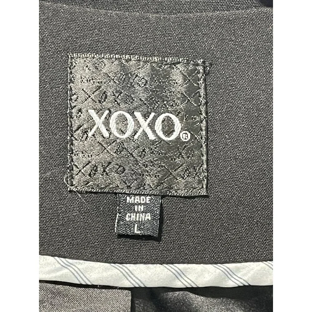 XOXO Women’s Black Blazer Size L Single Button Office Work Jacket - Picture 4 of 12